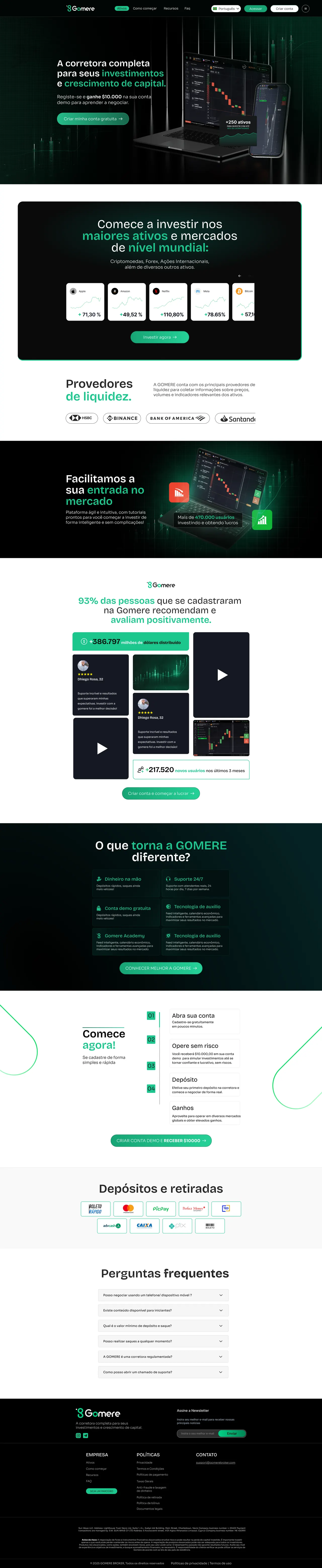 Página completa do projeto Gomere