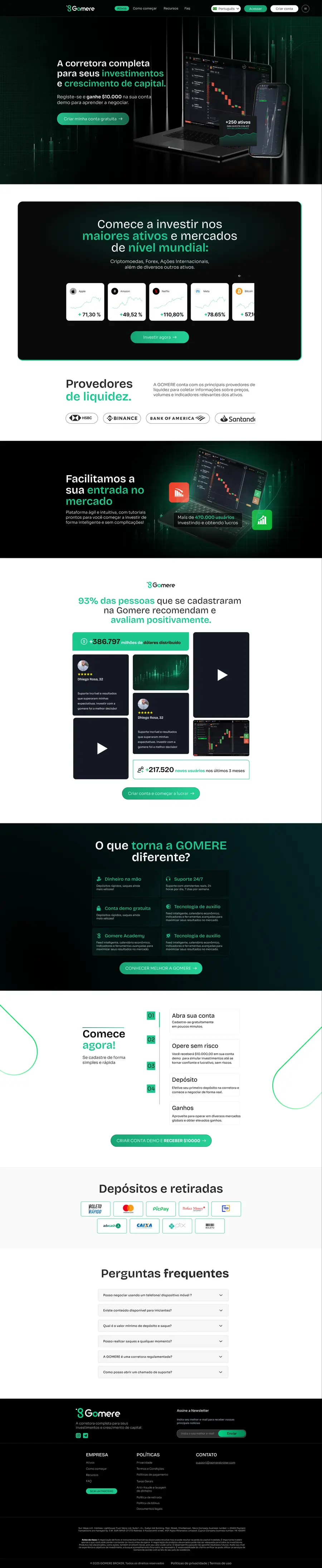 Página completa do projeto Gomere